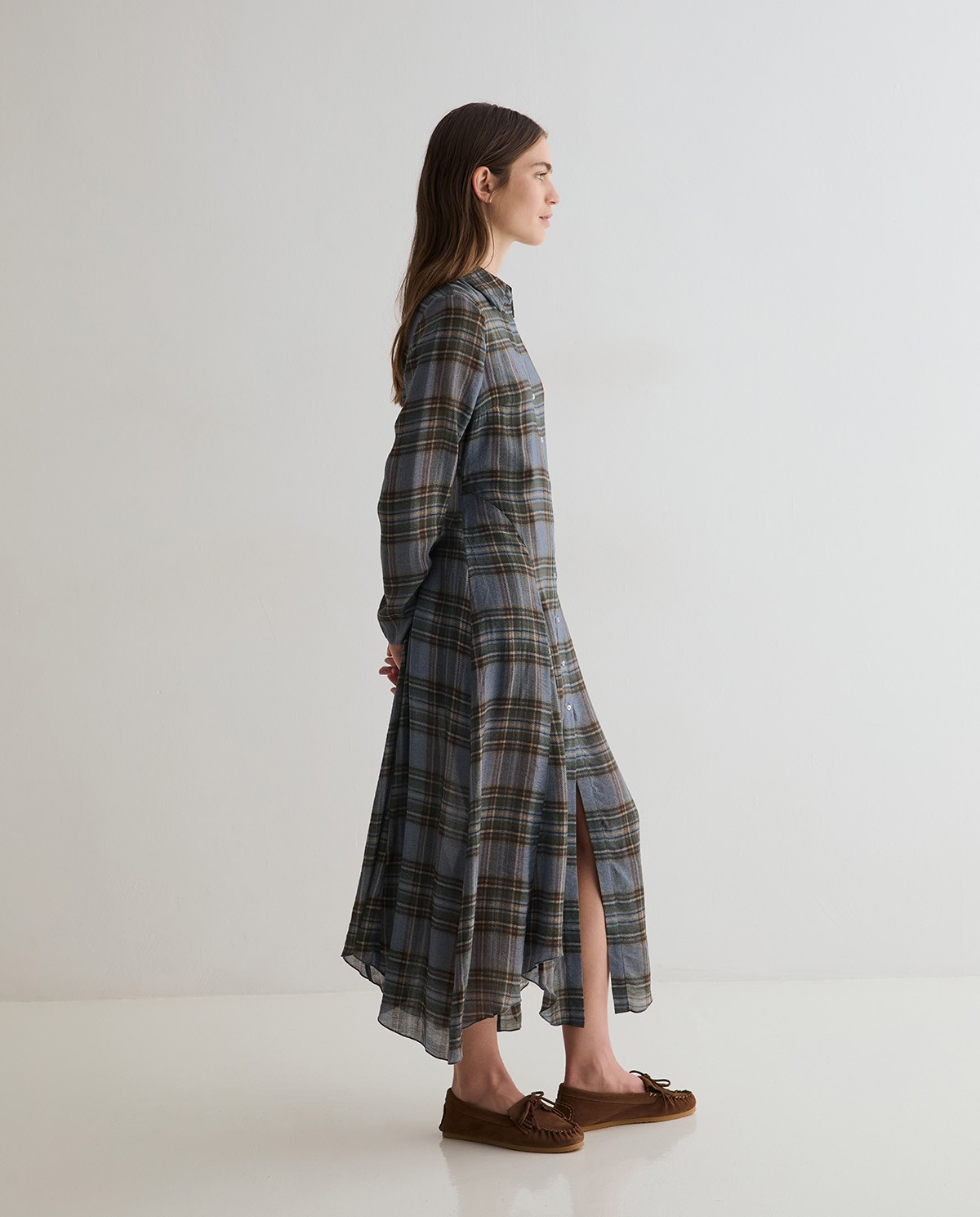 Midi Check-Print Dress