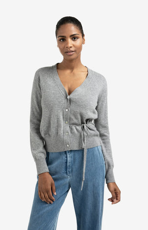 Grey Knit Cardigan with Staps