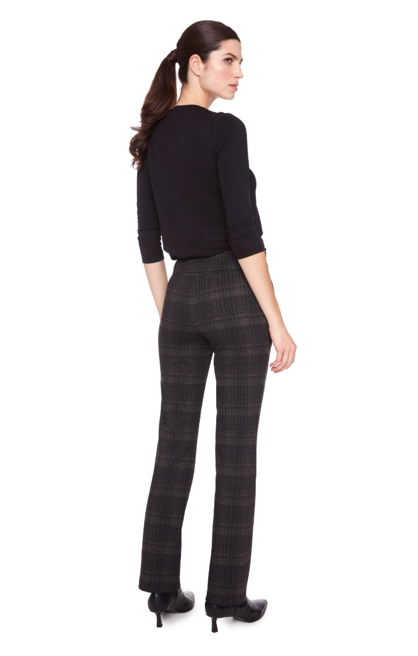 Dark Plaid Heavy Ponte Bootcut Pant