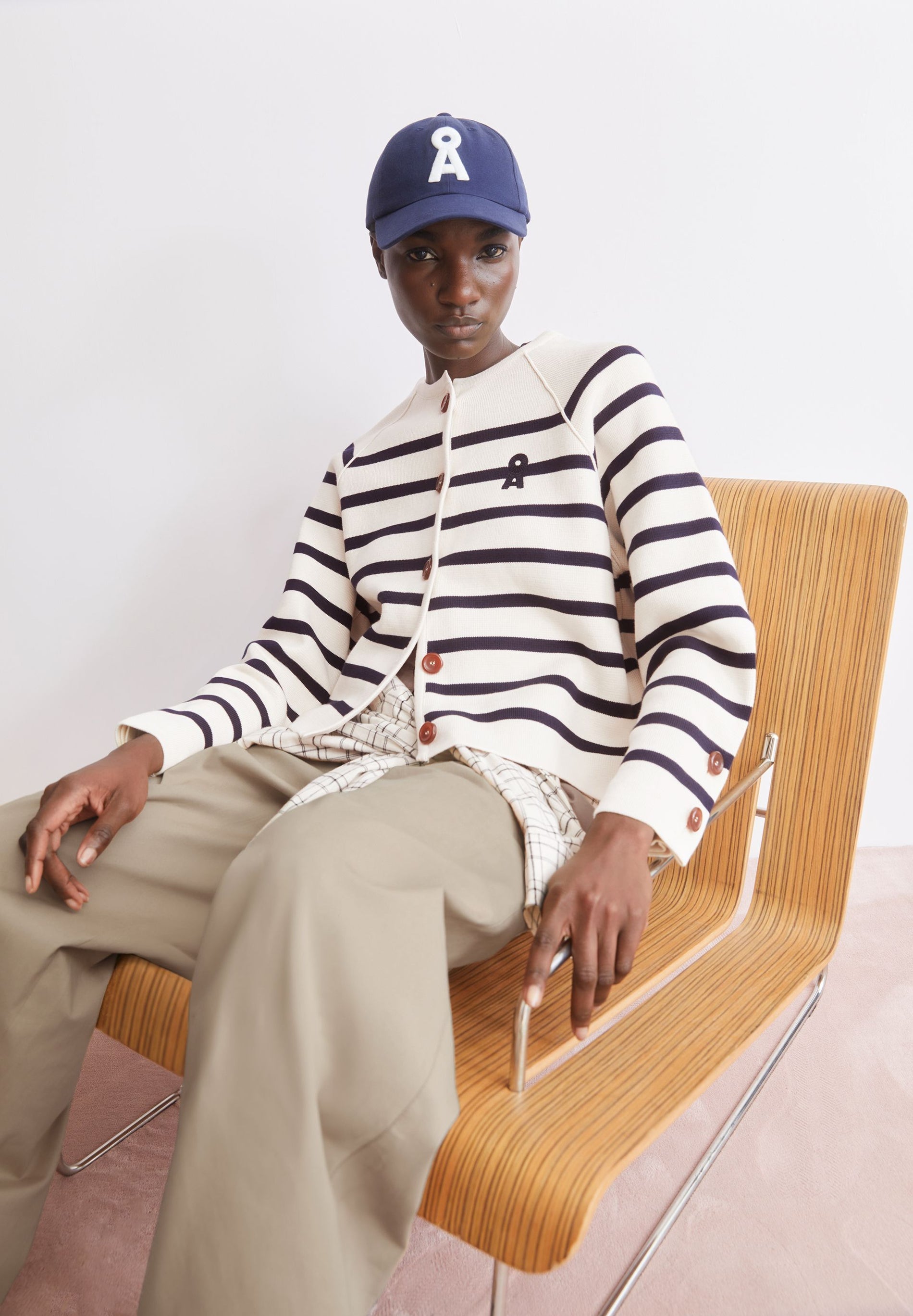 Placed Stripe Knit Cardigan