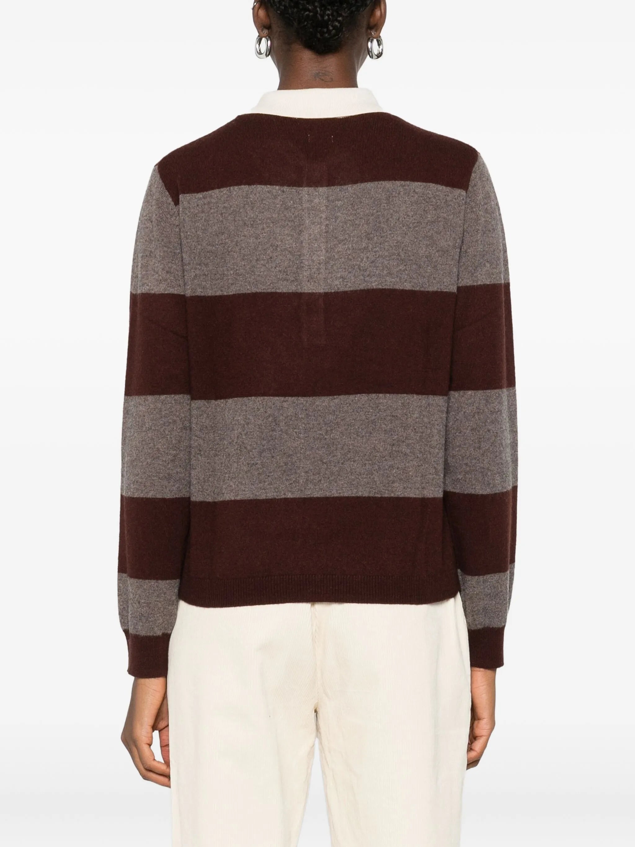 Striped Jumper Polo Neck Pullover
