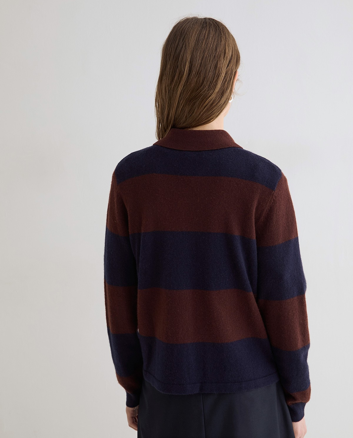 Striped Polo-Neck Sweater