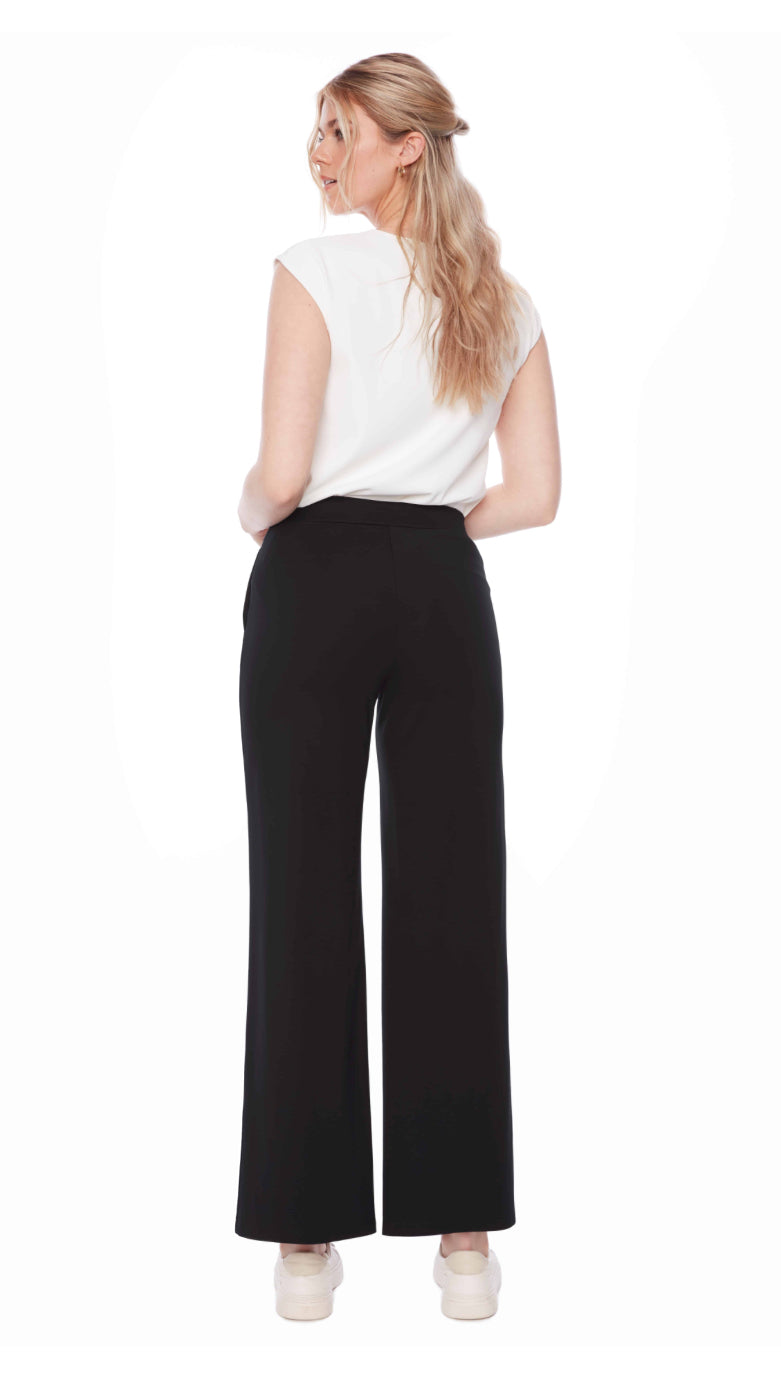 Solid Light Ponte Wide-Leg Full-Length Pant