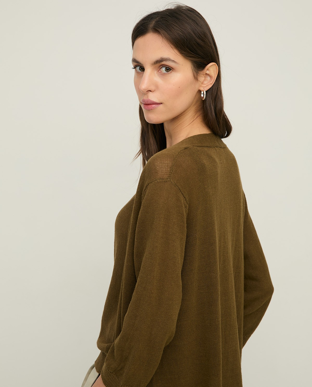 Linen Cardigan with French Sleeves