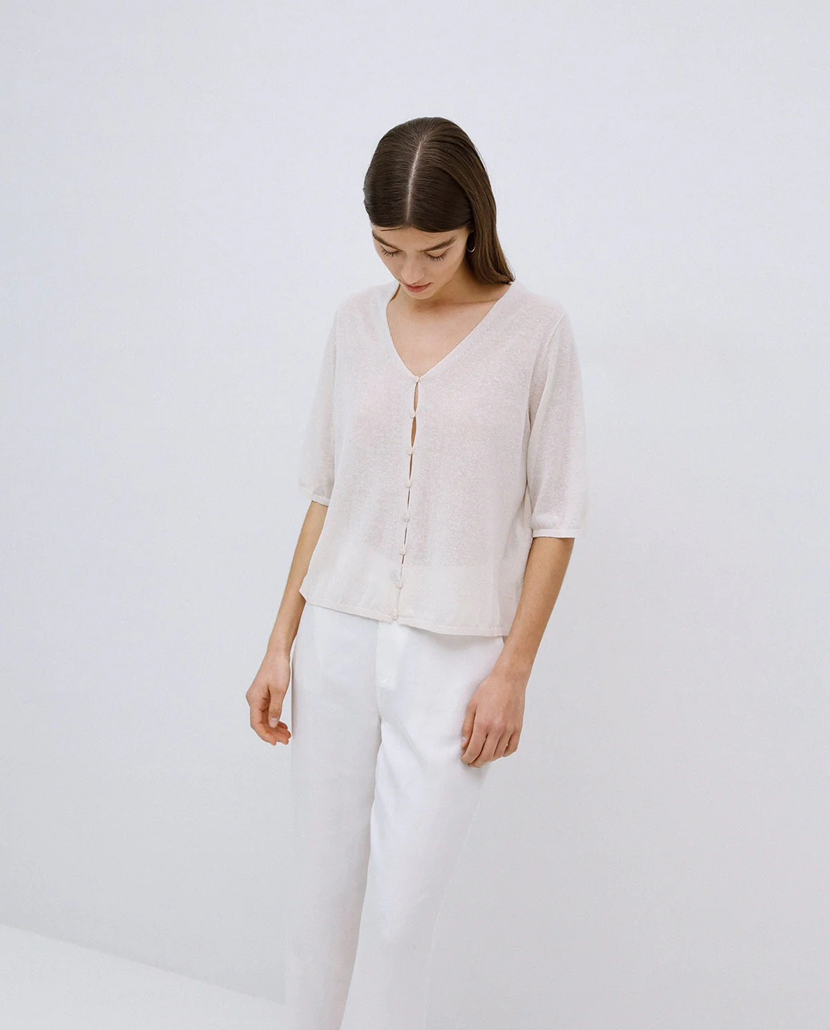 Short Sleeve V-Neck Cardigan