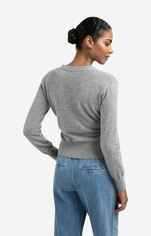 Grey Knit Cardigan with Staps