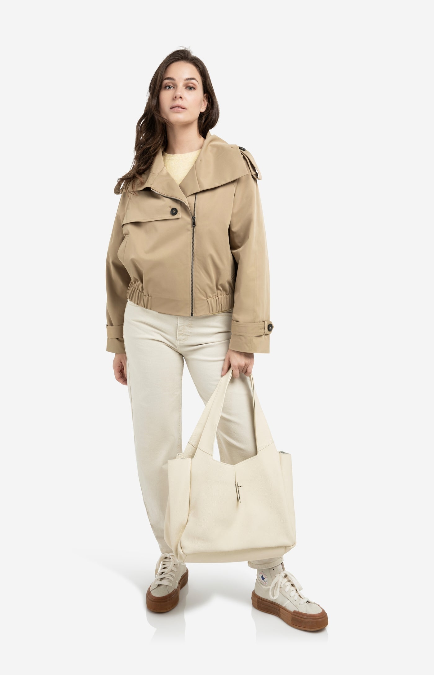 Short Bomber Jacket with Trench Detail