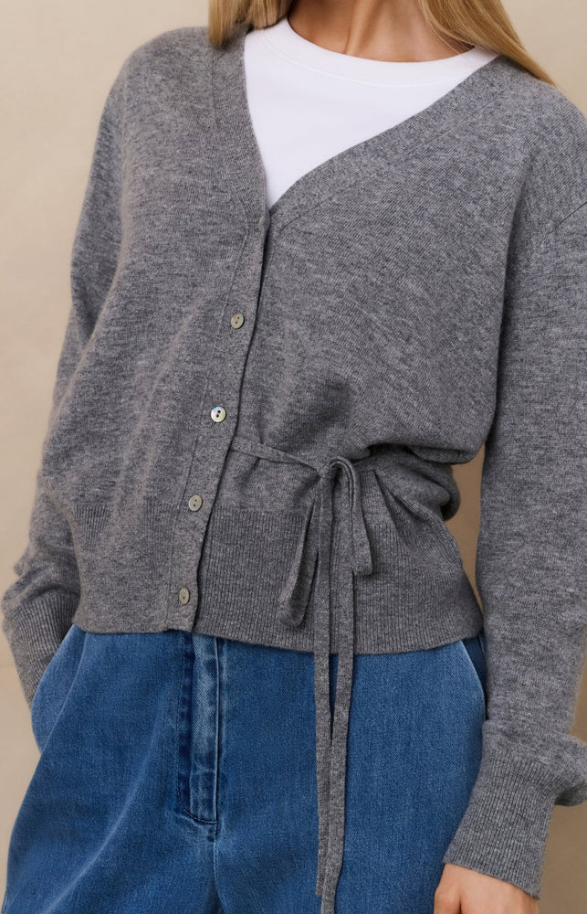 Grey Knit Cardigan with Staps