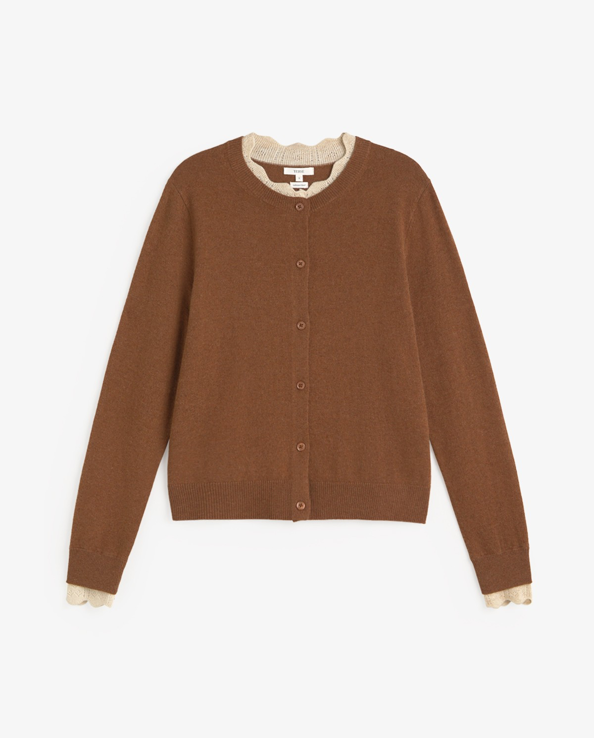 Round-Neck Cardigan With Contrast Details