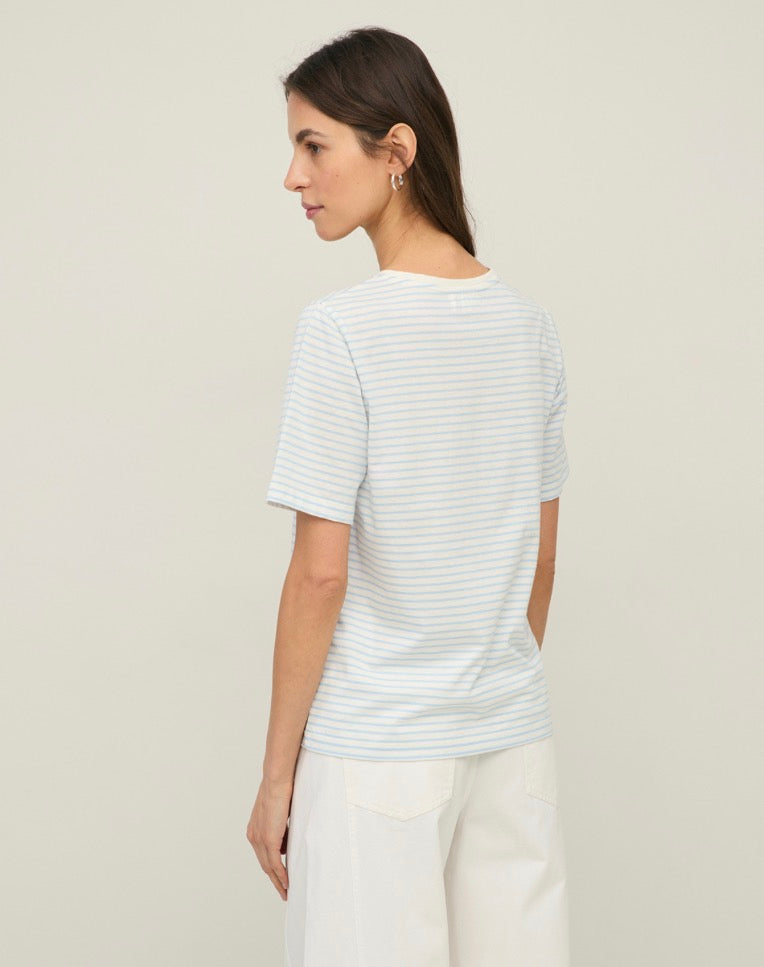 Striped Organic Cotton T-Shirt With Round Neckline