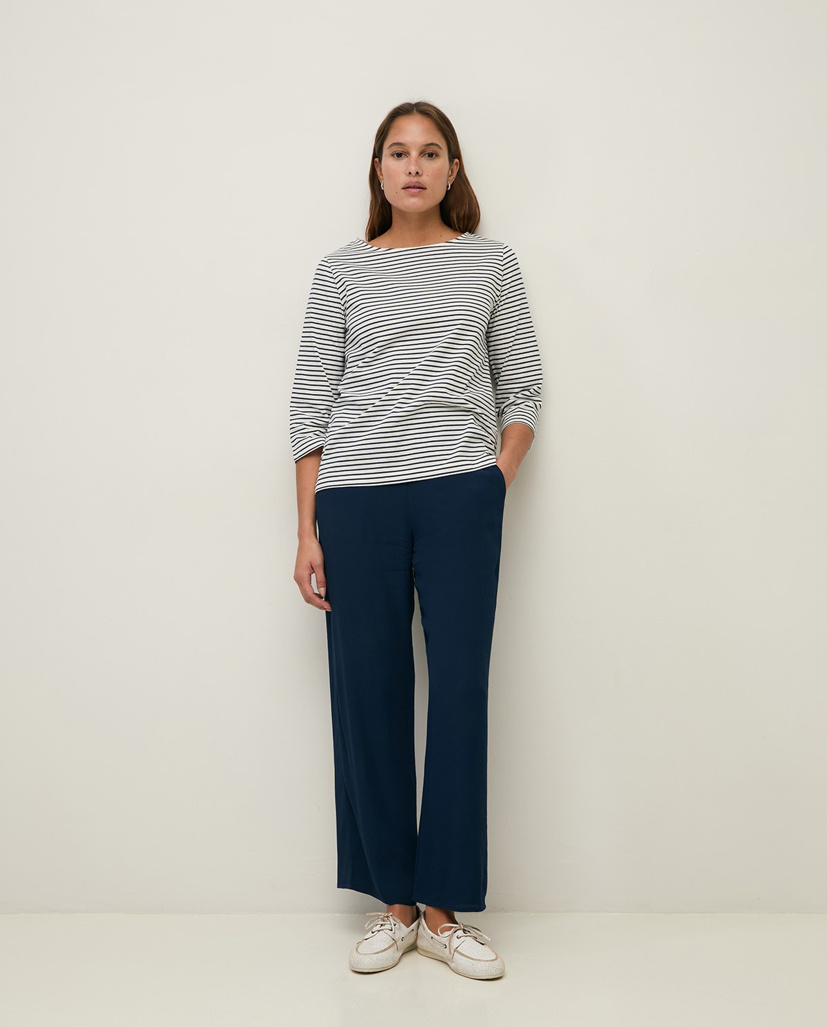 Striped Organic Cotton Bateau Neck T-Shirt