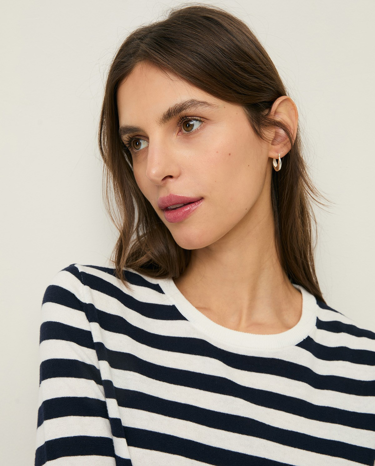 Cotton Sweater with Striped Print