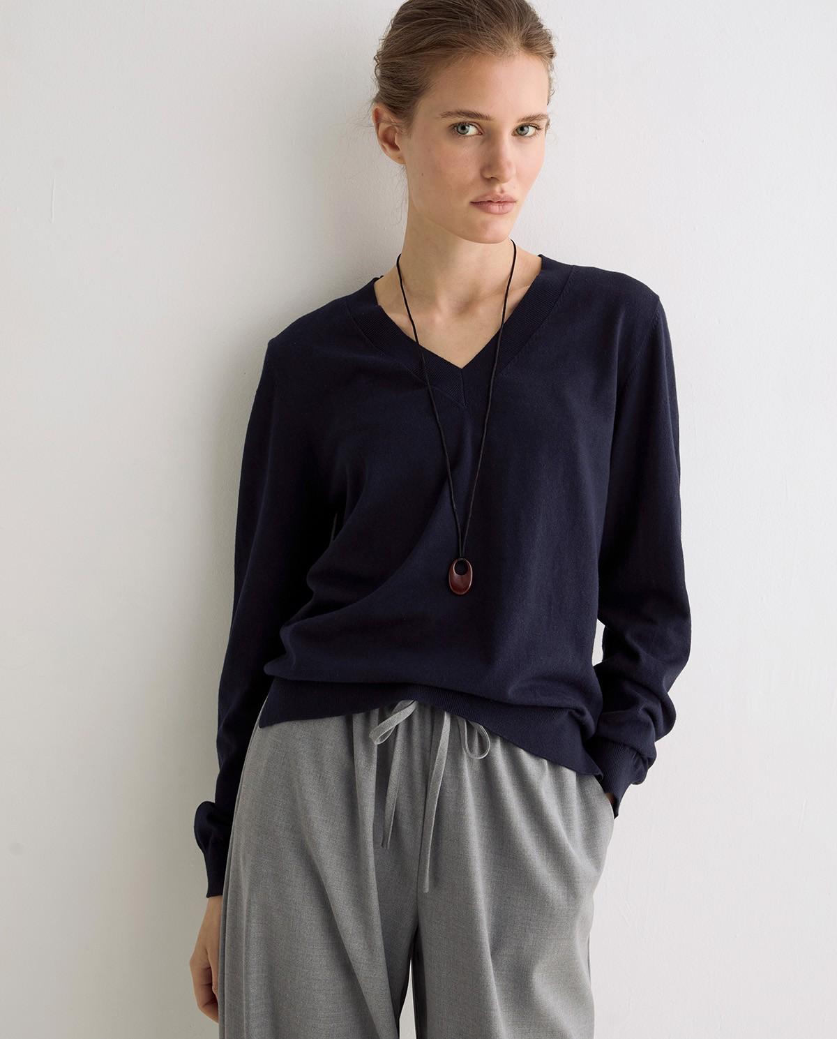 V-Neck Sweater With Embroidered Logo