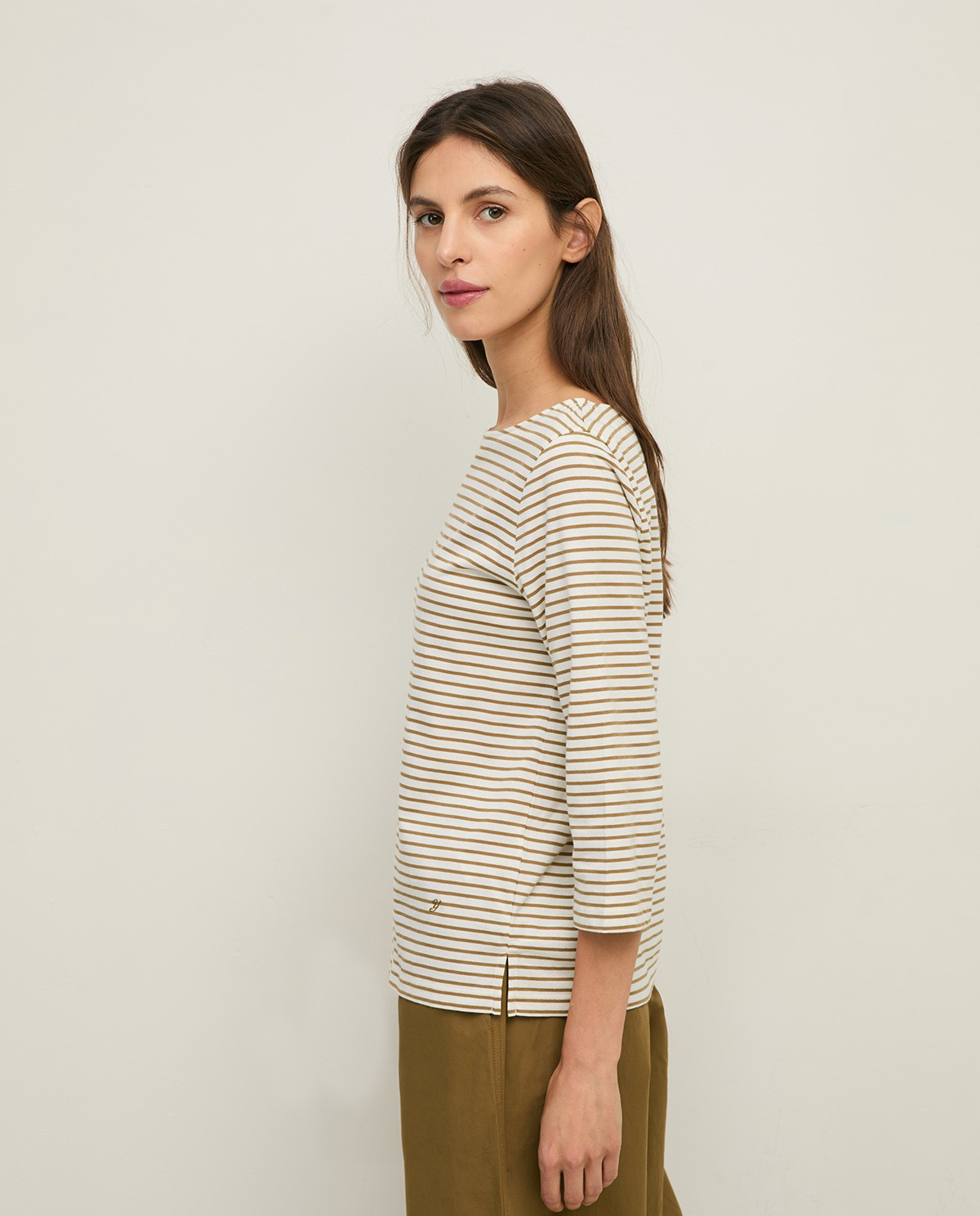 Striped Organic Cotton Bateau Neck T-Shirt