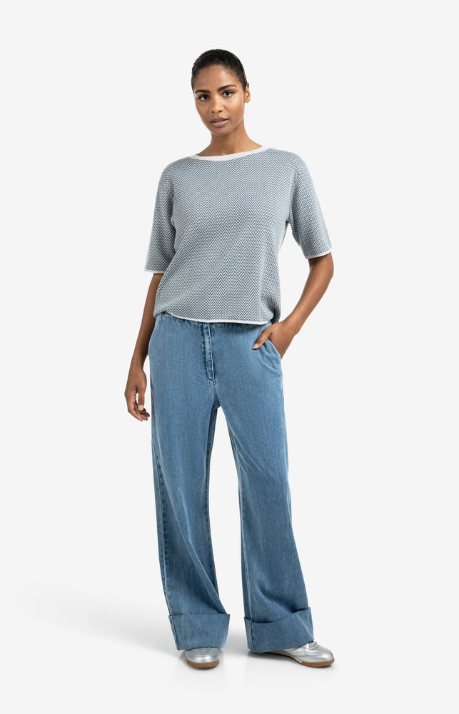Jacquard Knitted T-Shirt