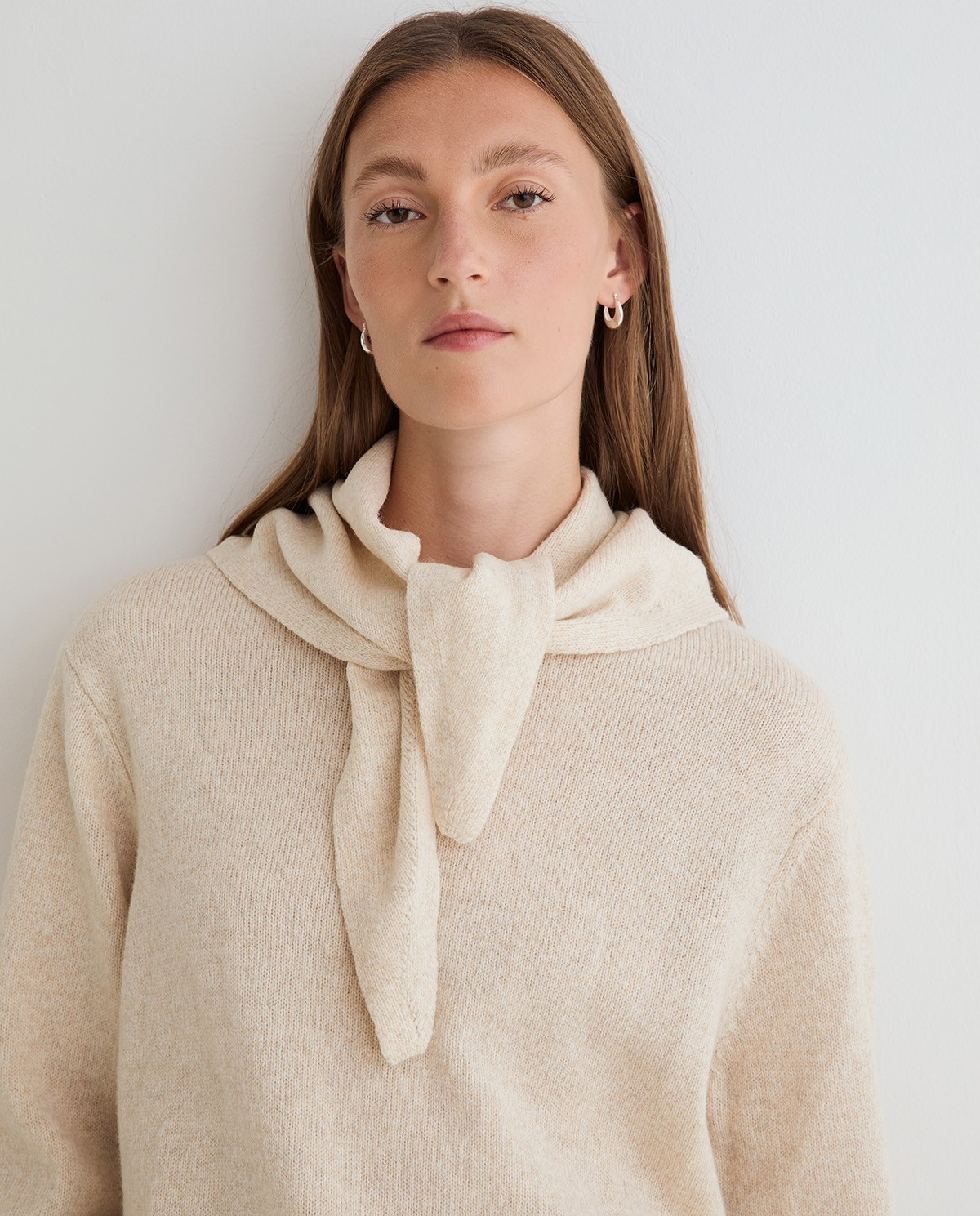 Scarf-Detail Sweater