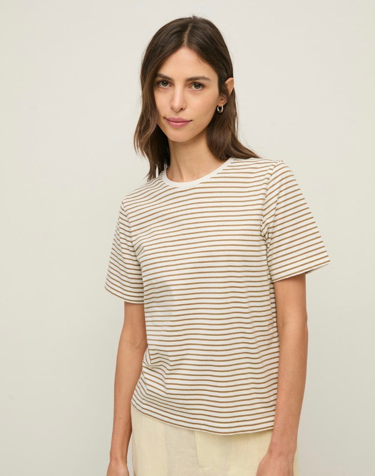 Striped Organic Cotton T-Shirt With Round Neckline