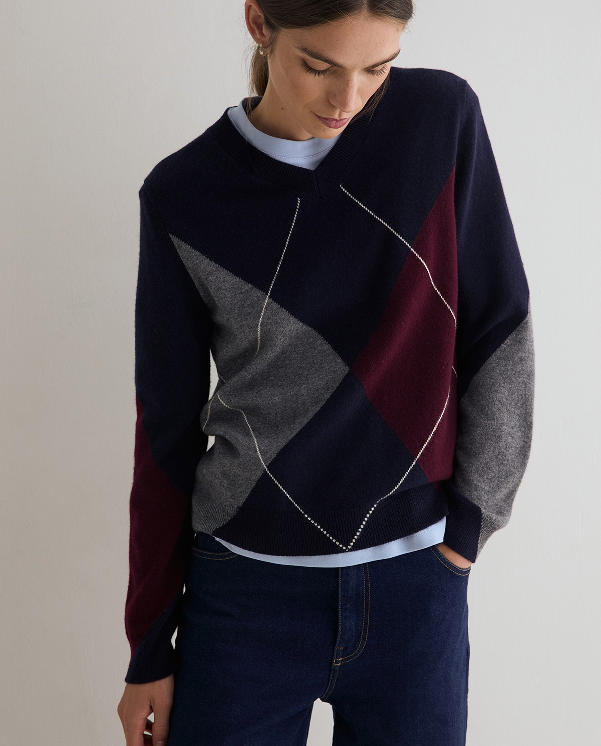 Diamond-Pattern Sweater
