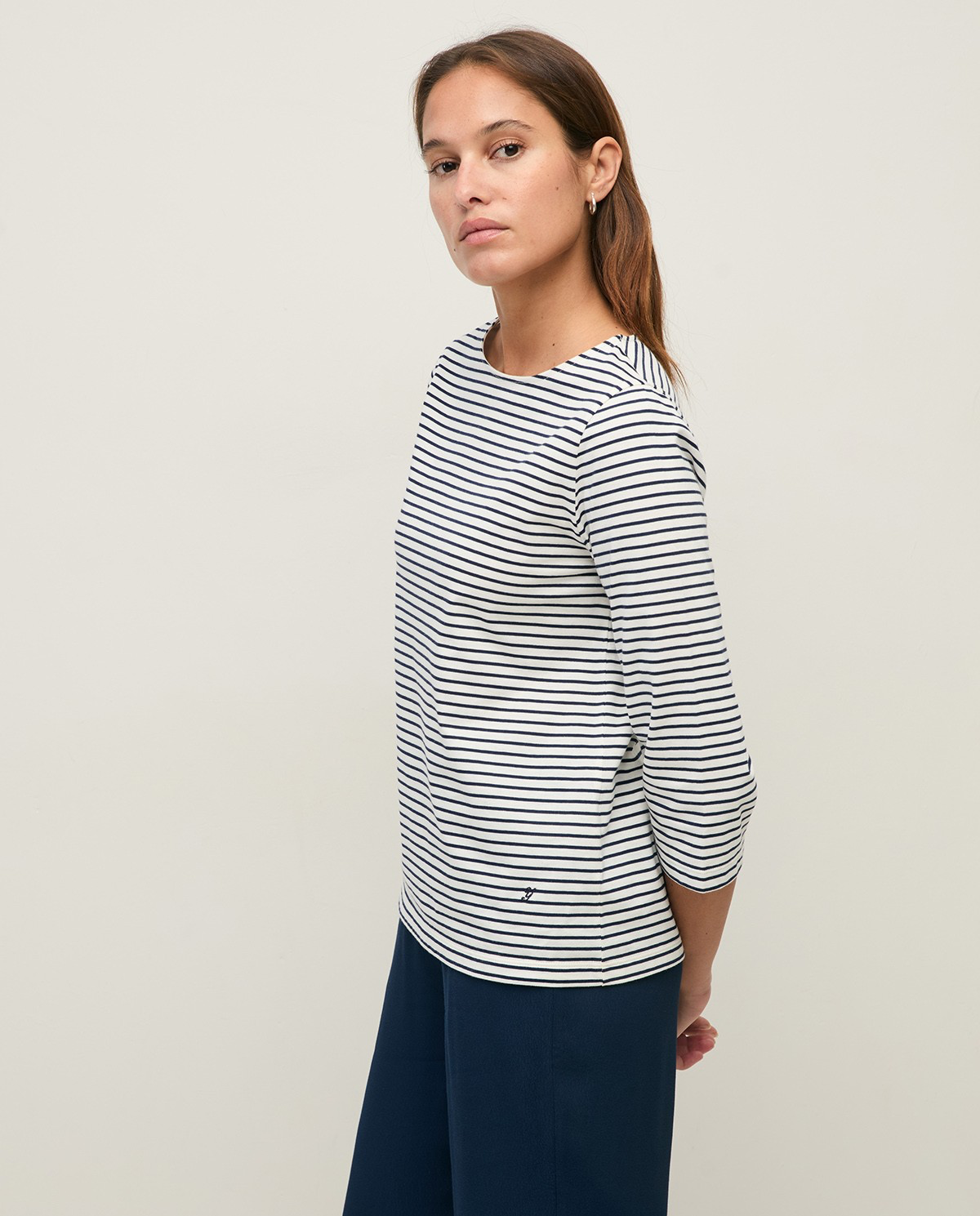 Striped Organic Cotton Bateau Neck T-Shirt