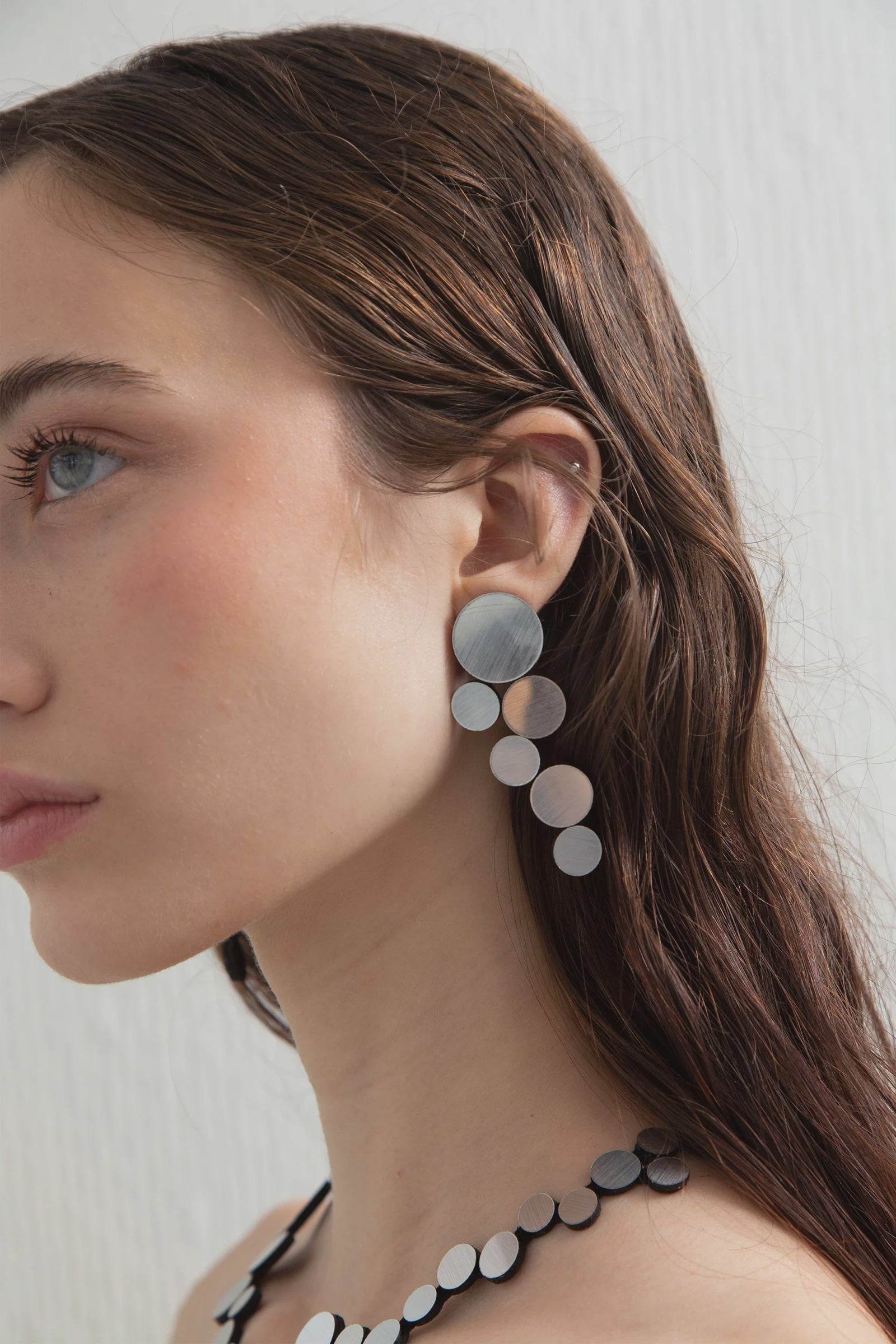 Large Abstraction Earring - Silver