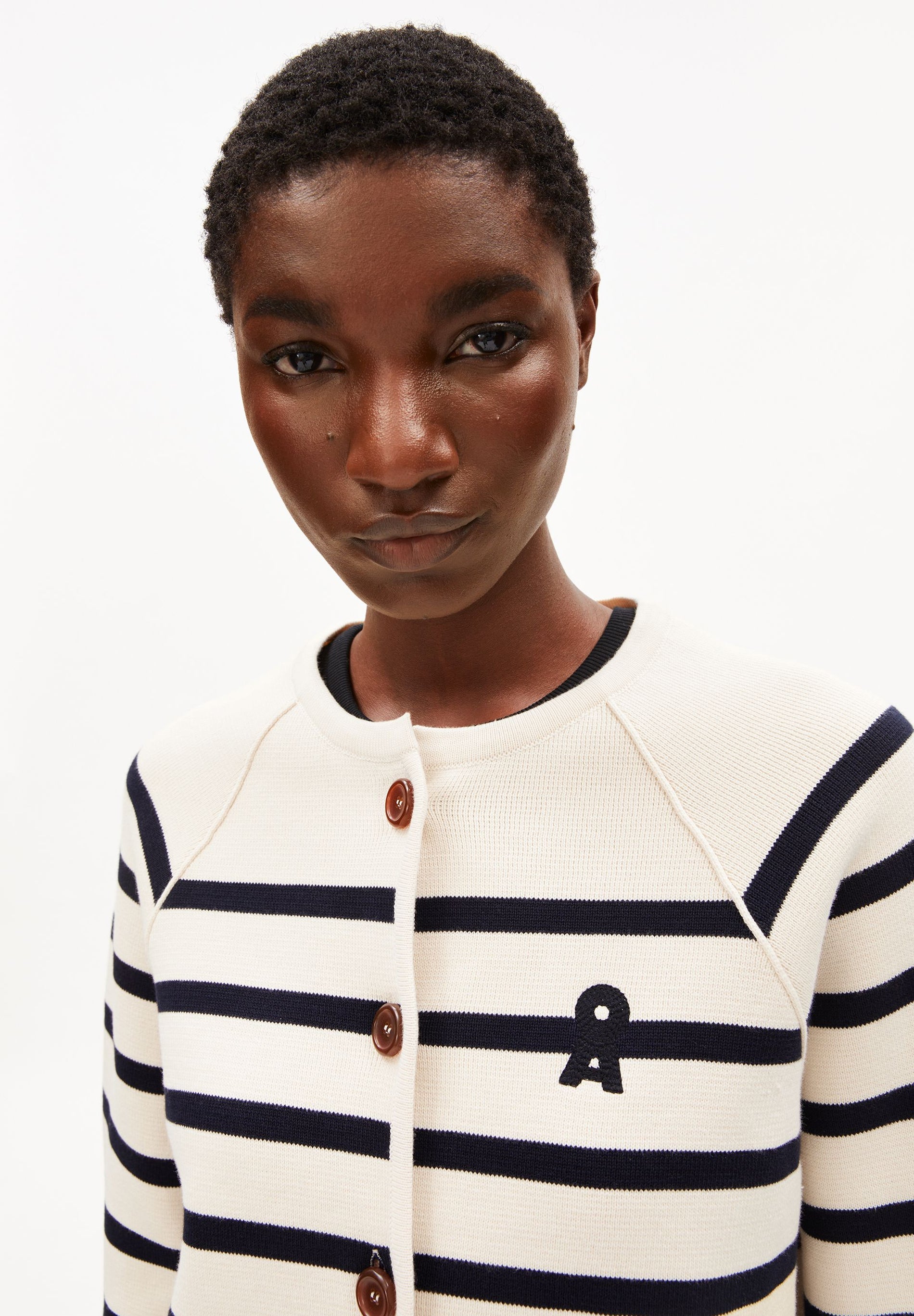 Placed Stripe Knit Cardigan