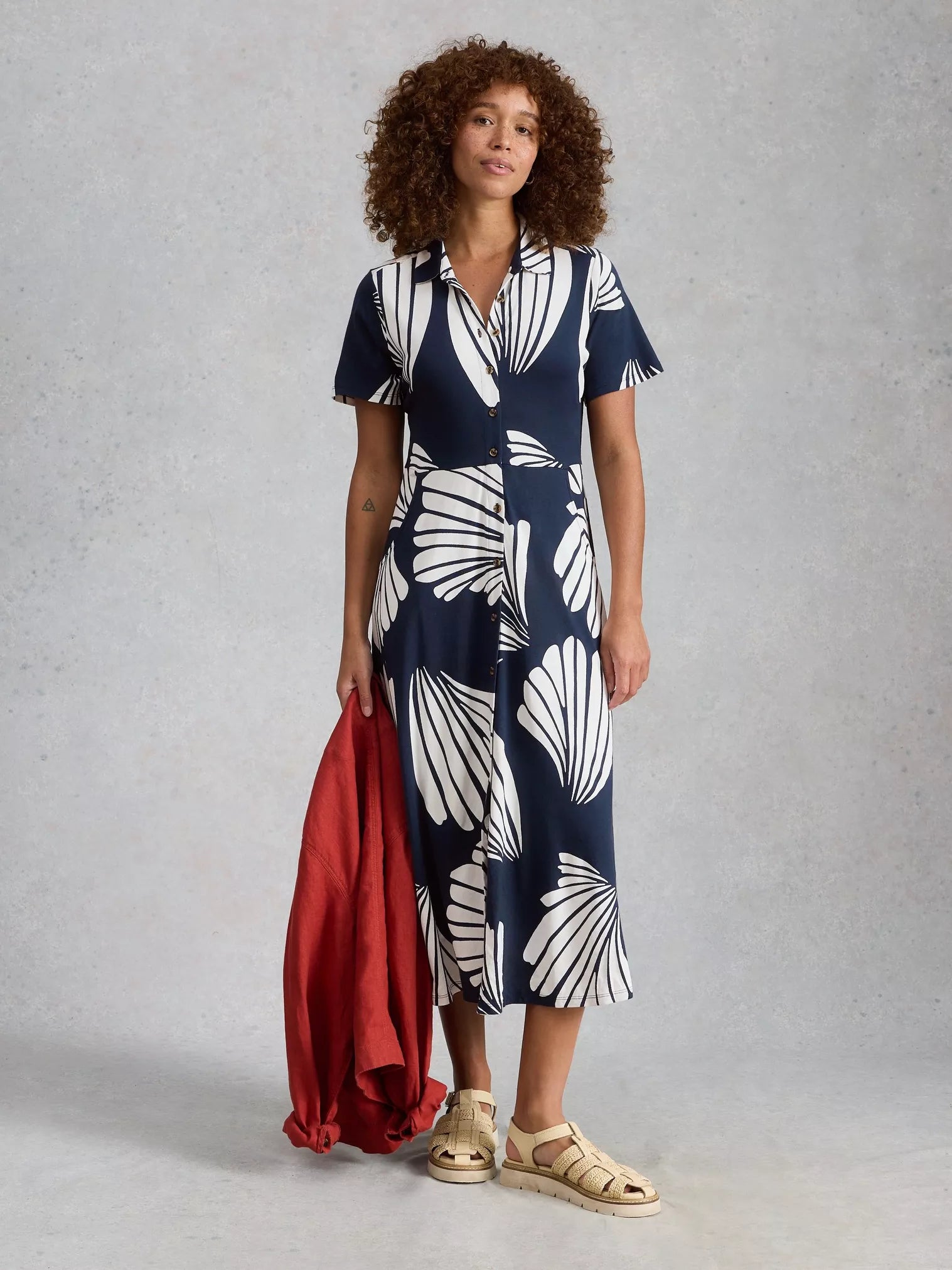 Rua Jersey Navy Shirt Dress