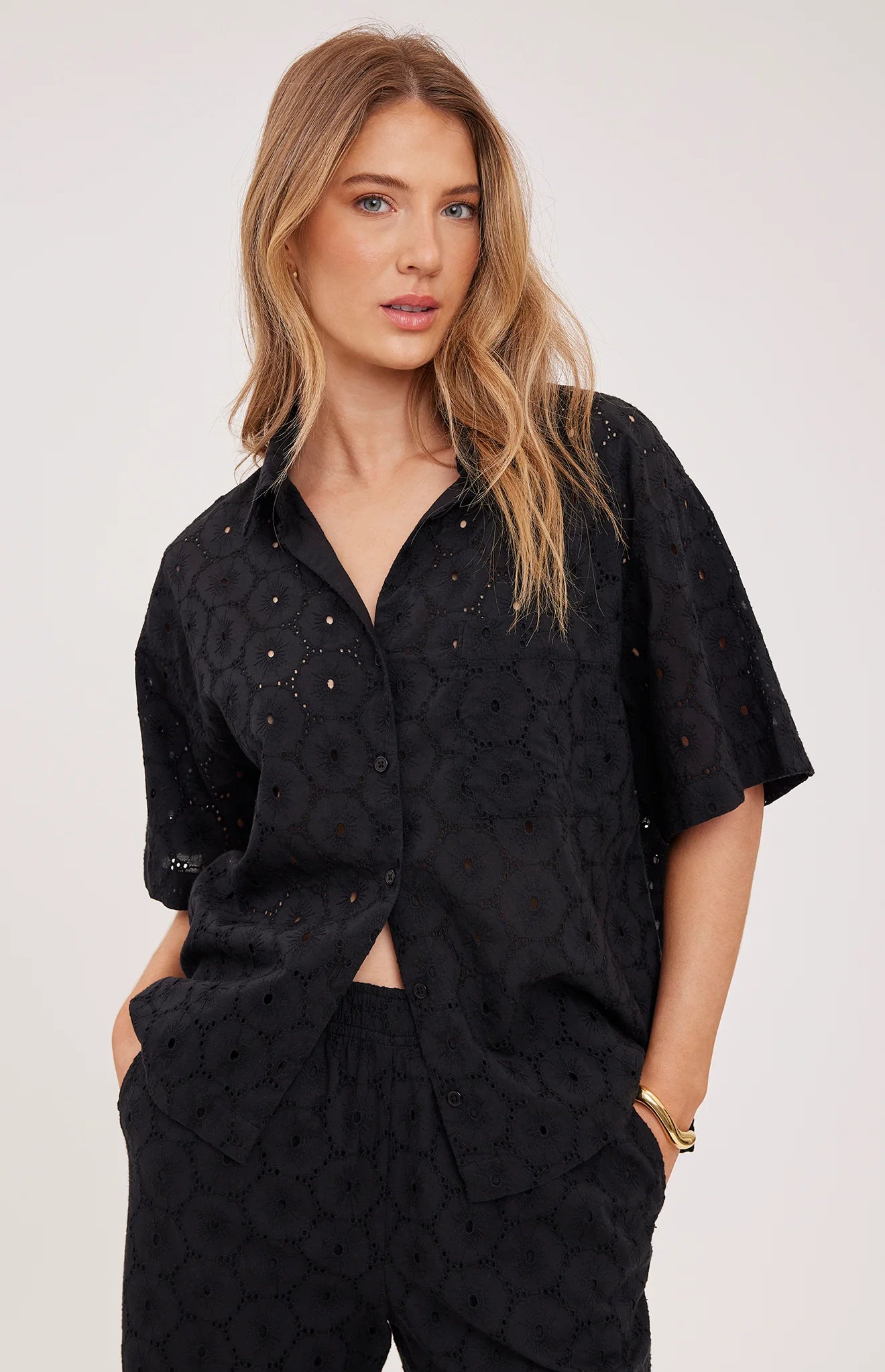 Louisa Eyelet Button Down