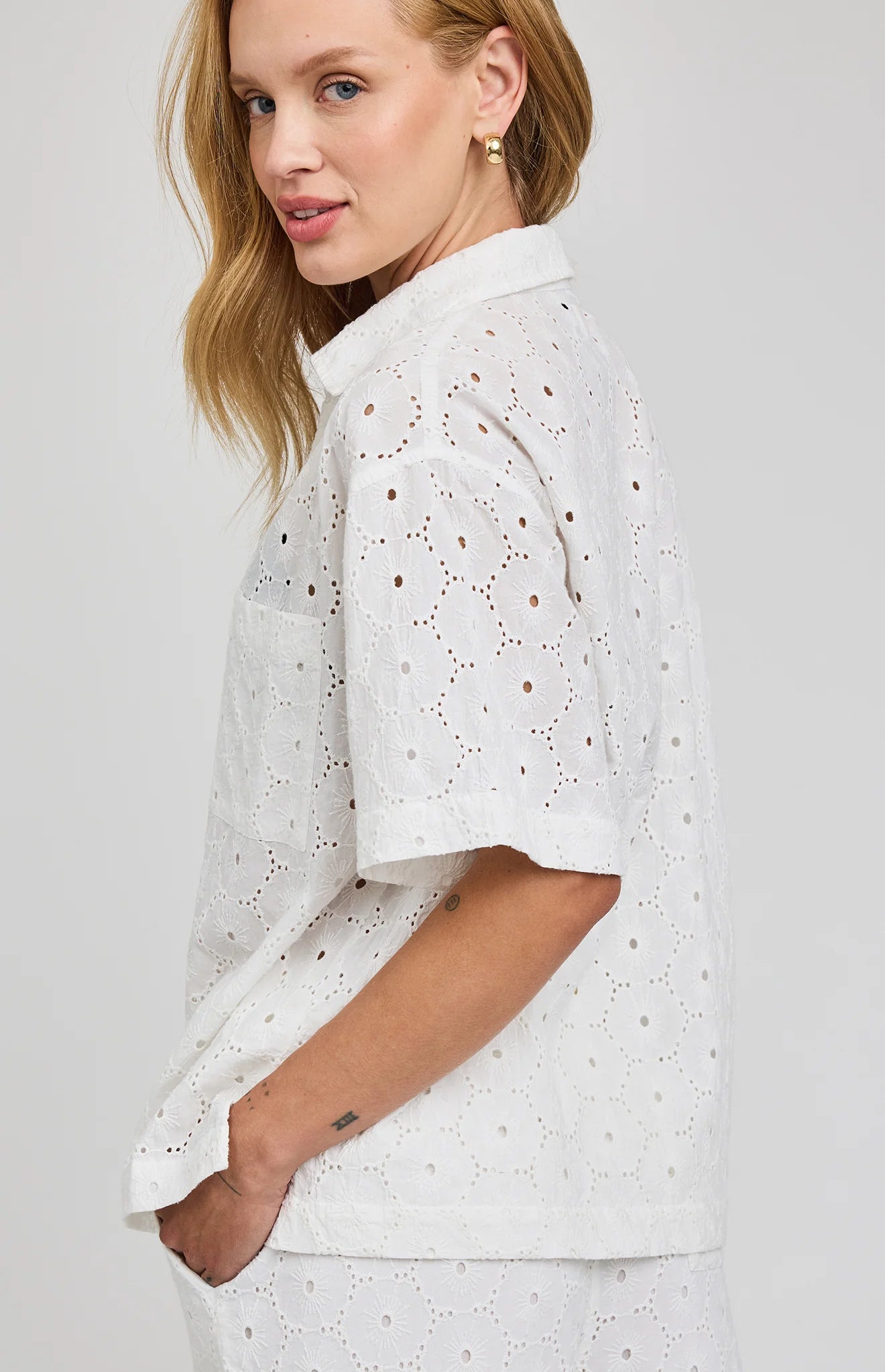 Louisa Eyelet Button Down
