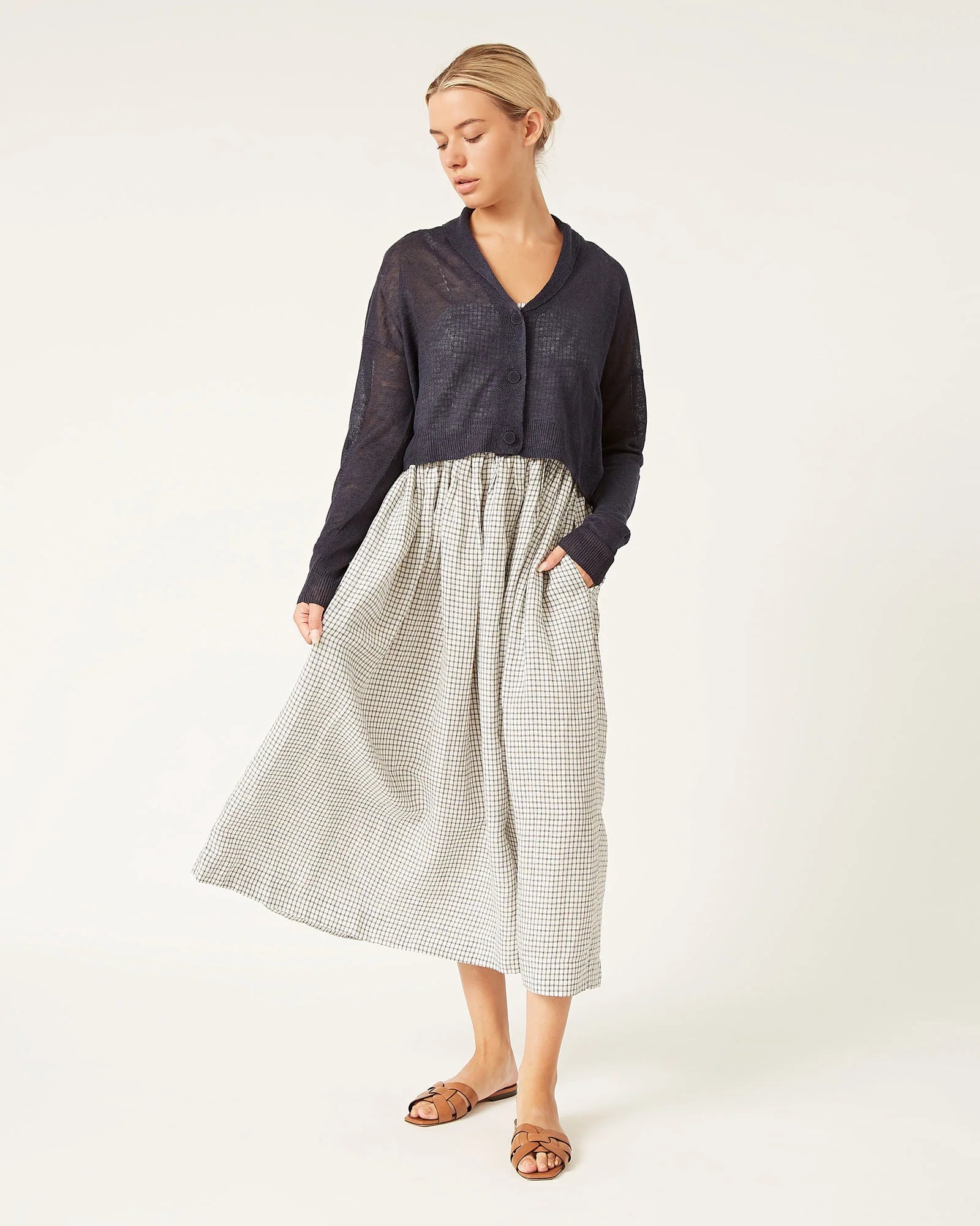 Gwen Mini-Check Linen Dress