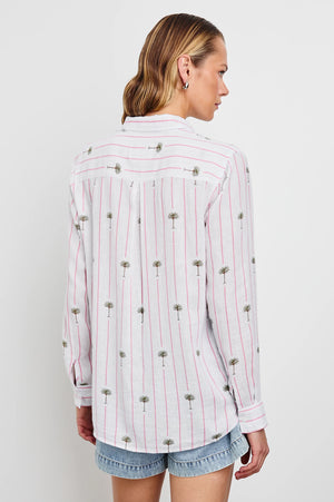 Charli Shirt-Pink Palm Stripe