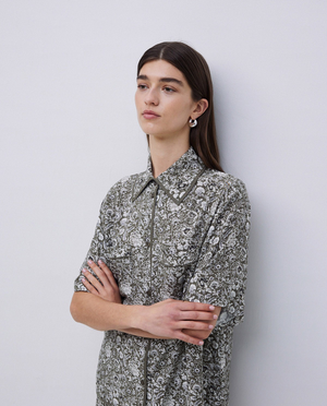 Khaki Floral SS Blouse