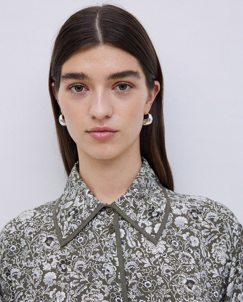 Khaki Floral SS Blouse