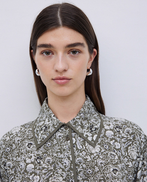 Khaki Floral SS Blouse