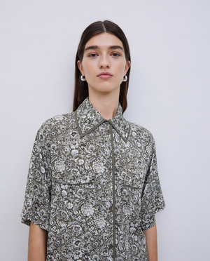 Khaki Floral SS Blouse