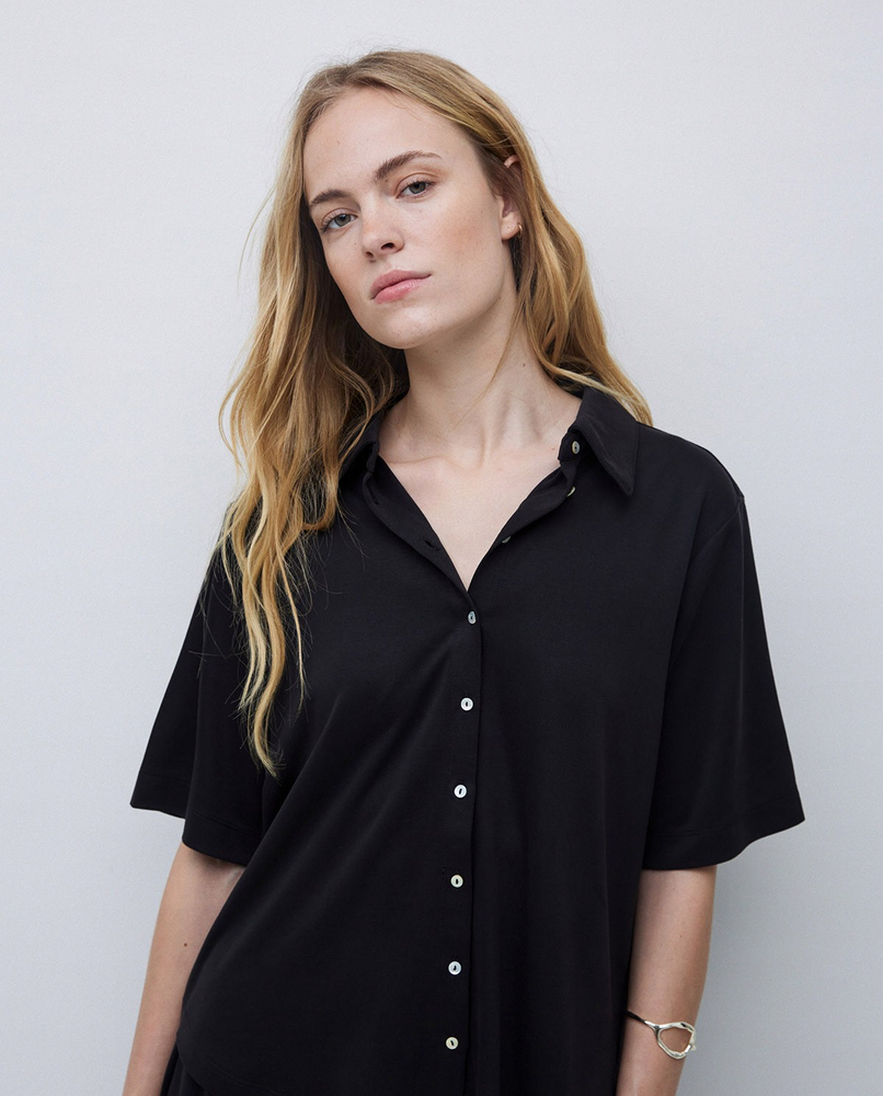 Pique Knit SS Button Down