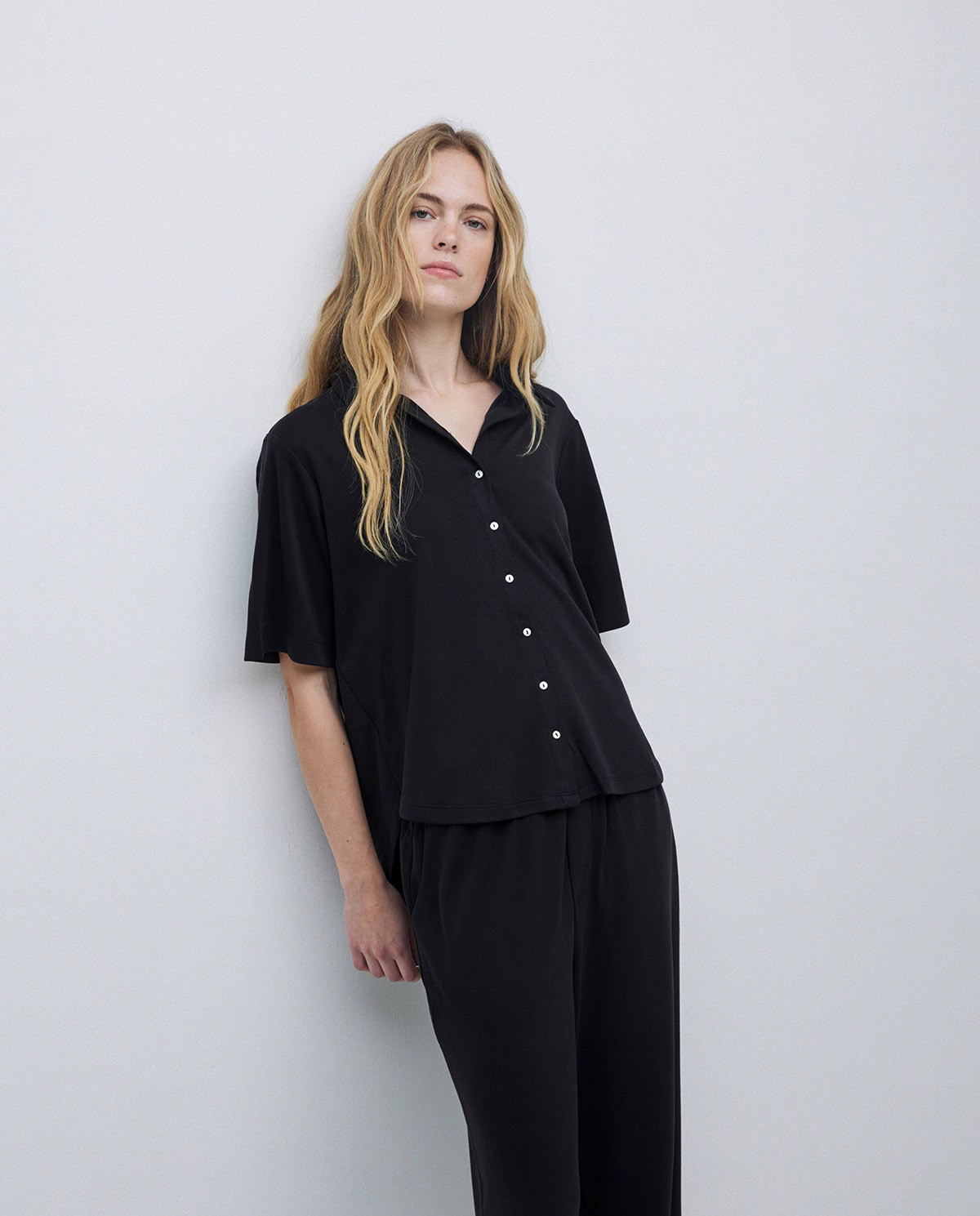 Pique Knit SS Button Down