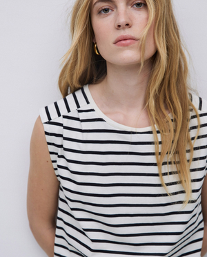 Organic Cotton Striped Sleeveless Crew