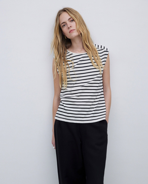 Organic Cotton Striped Sleeveless Crew