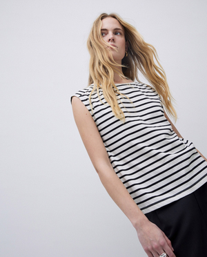 Organic Cotton Striped Sleeveless Crew