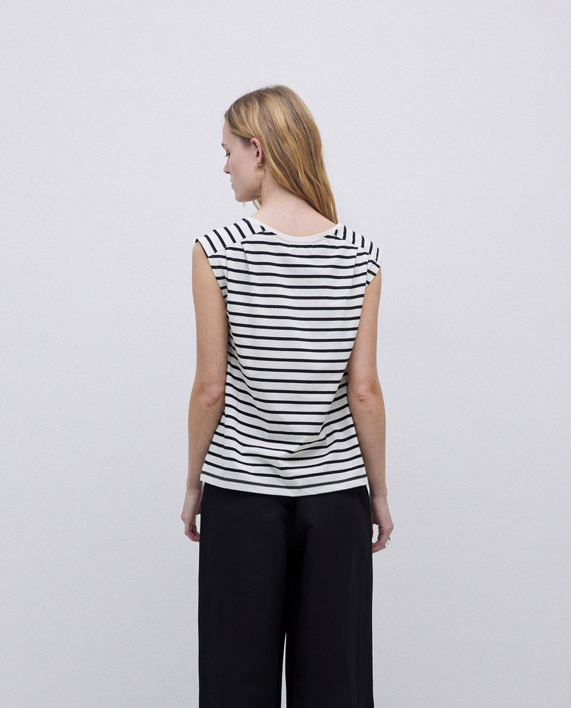 Organic Cotton Striped Sleeveless Crew