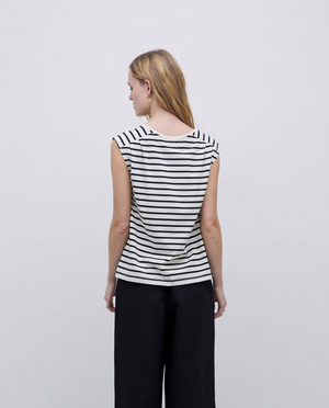Organic Cotton Striped Sleeveless Crew
