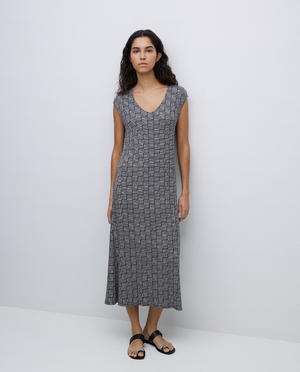 Black Geometric Midi Dress