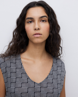 Black Geometric Midi Dress