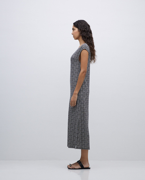 Black Geometric Midi Dress