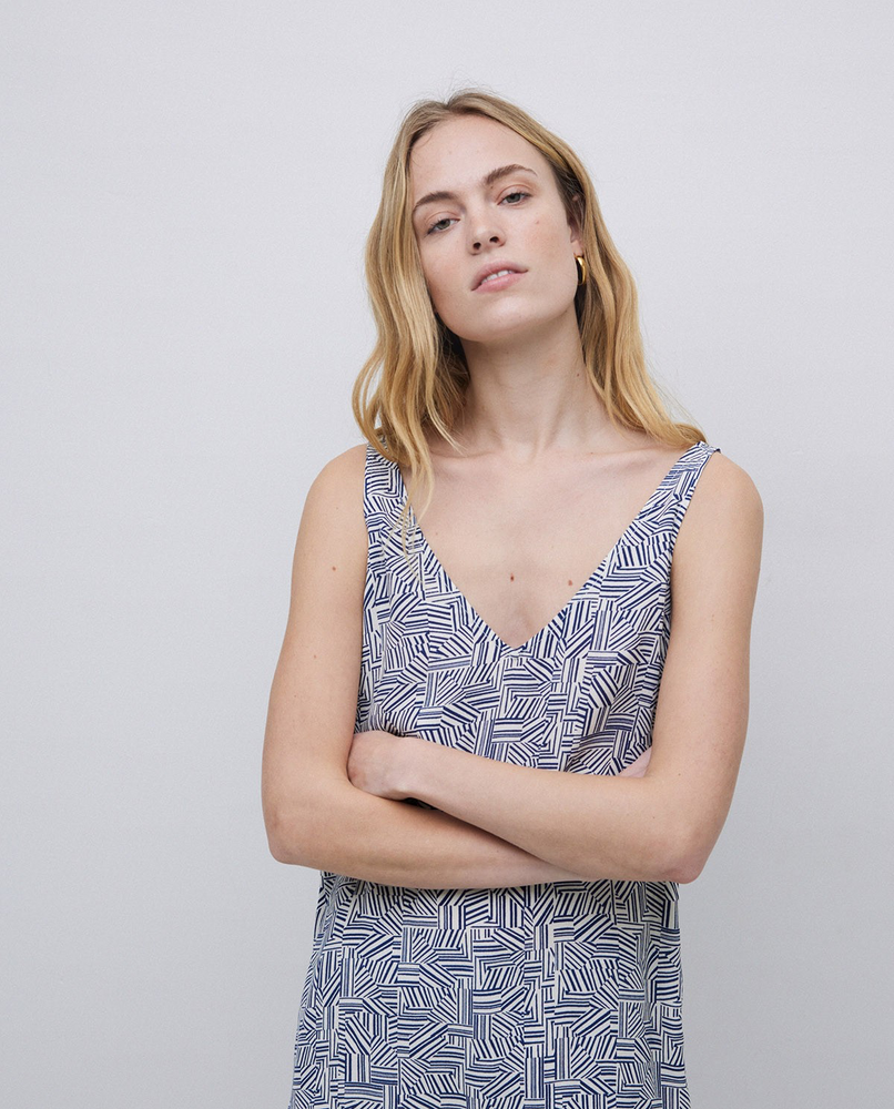 Blue Geometric Camisole Top