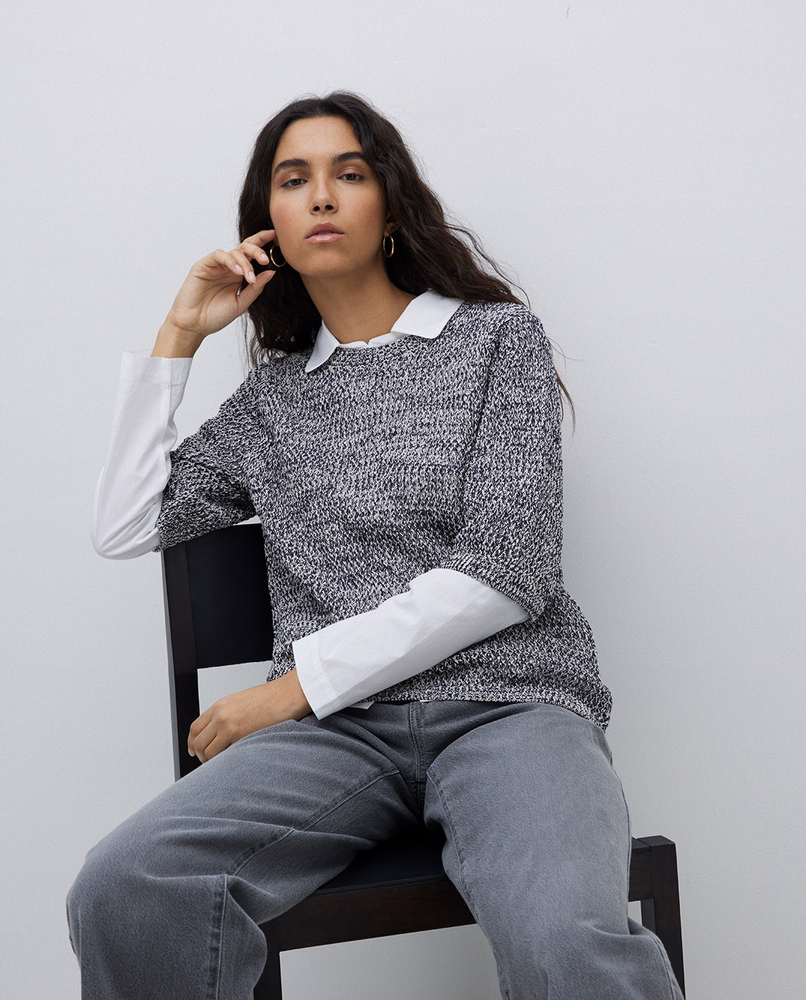 Dark Blue Openwork Jumper