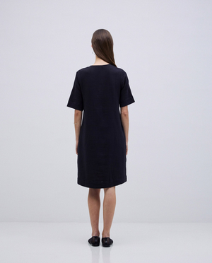 Black Double Chiffon Short Dress