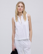 Polo-Neck Button-Up Top