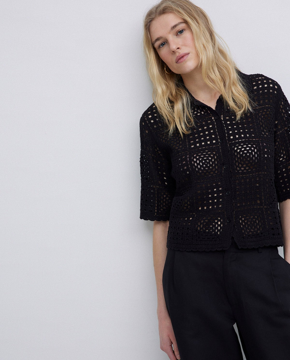 Black Crochet Cardigan