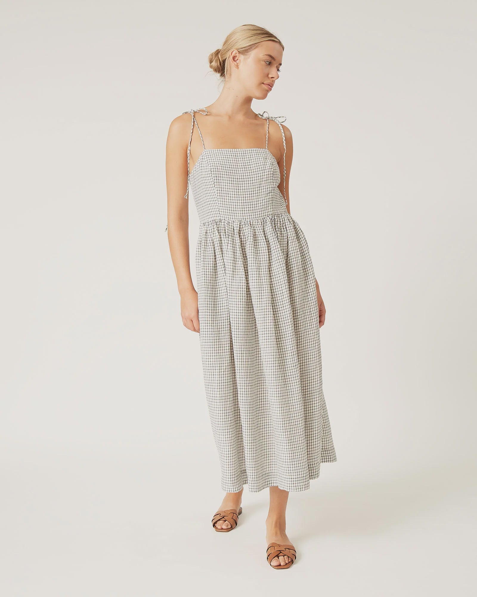 Gwen Mini-Check Linen Dress